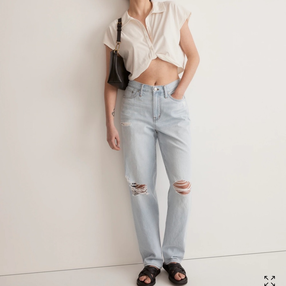 Madewell The Slouchy Boyjean Light Wash Jeans Distressed Size 29” Waist - Picture 5 of 14